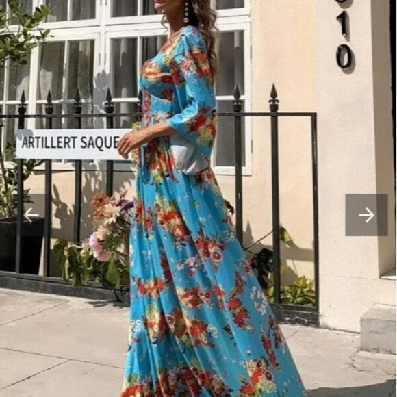 FLORAL PRINT SPECIAL OCCASIONS MAXI DRESS - Picture 5 of 10